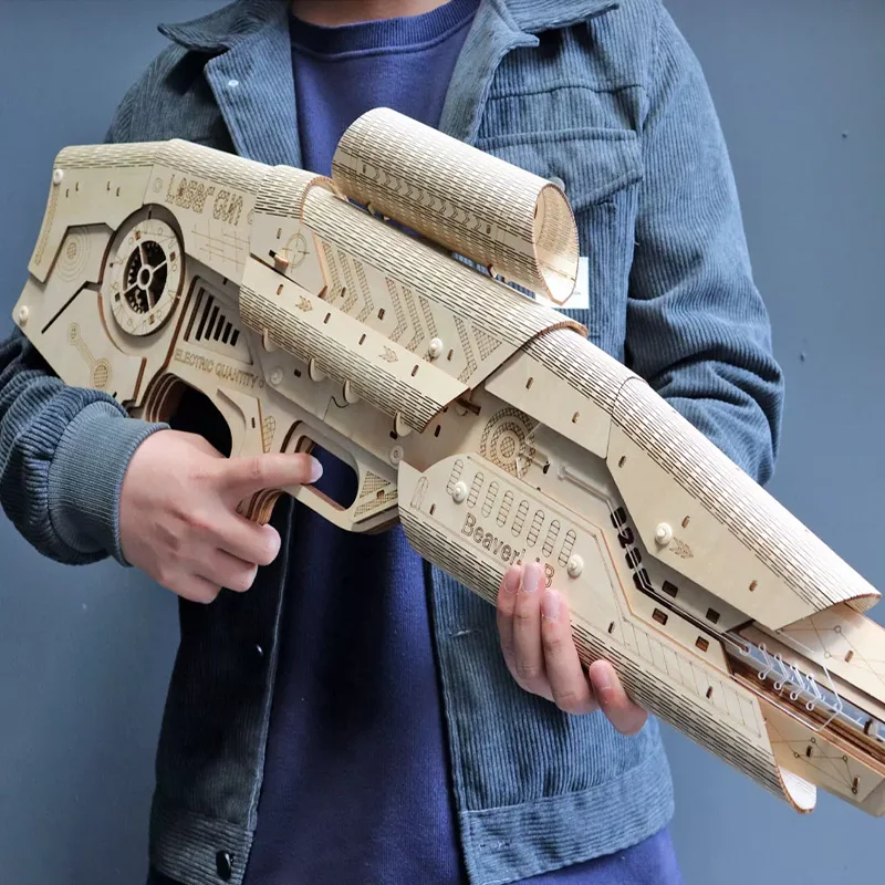 Hot Selling Beaverlab DIY Laser  3D Wooden Crafts Puzzles Jigsaw Large War Shoot Toy Gun Kid Adults