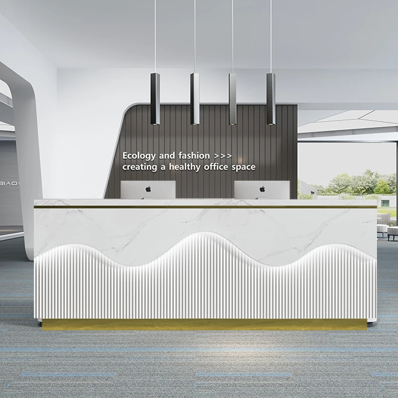 Wholesale Custom High End Wooden Reception Modern Office Furniture Commercial Front Desks Hotels Supermarkets Hospitals Gyms