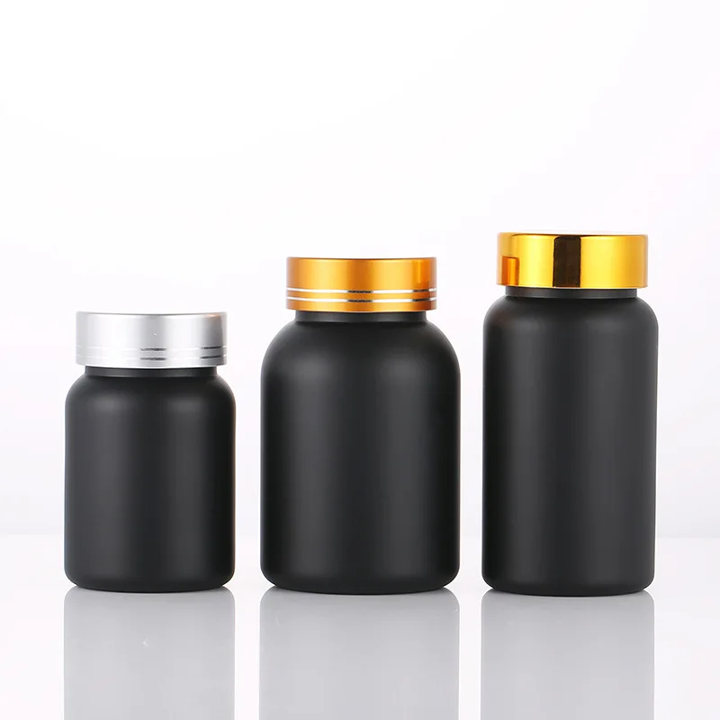 Custom Plastic 120ml 150ml Black Candy Medical Plastic Vitamin Pill Capsule Bottles Medicine