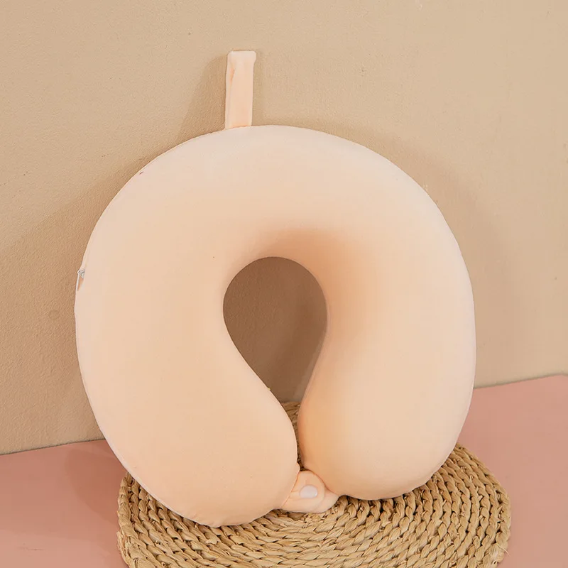 Wholesale detachable and washable  solid color memory cotton U-shaped neck pillow