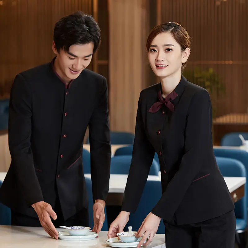 
Hotel Waiter Overalls Workwear Hotel Waitress Chef Uniform For Restaurant waiter uniform 