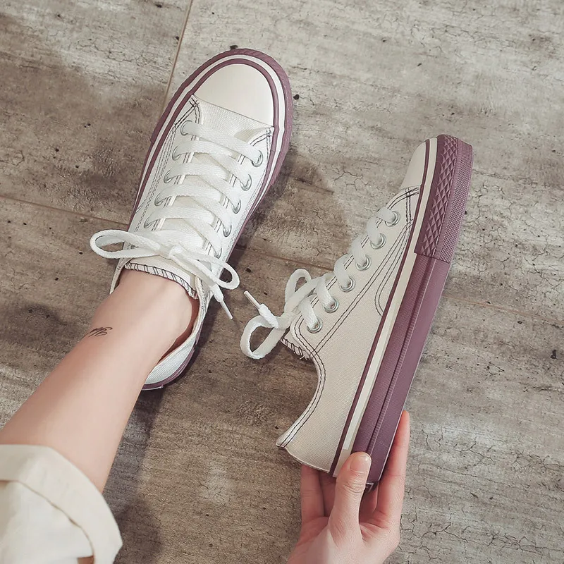 Xuanhui Wholesale Fashion High Quality Low Price Durable Comfortable Top Lace up Casual Sneakers Woman Canvas Trendy Shoes
