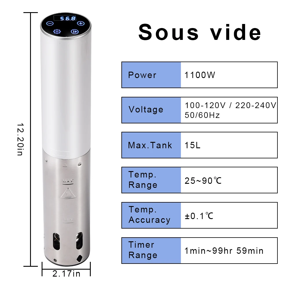 Погружной циркулятор Accu Slim Sous Vide быстрый нагрев с точным контролем температуры и времени сенсорным