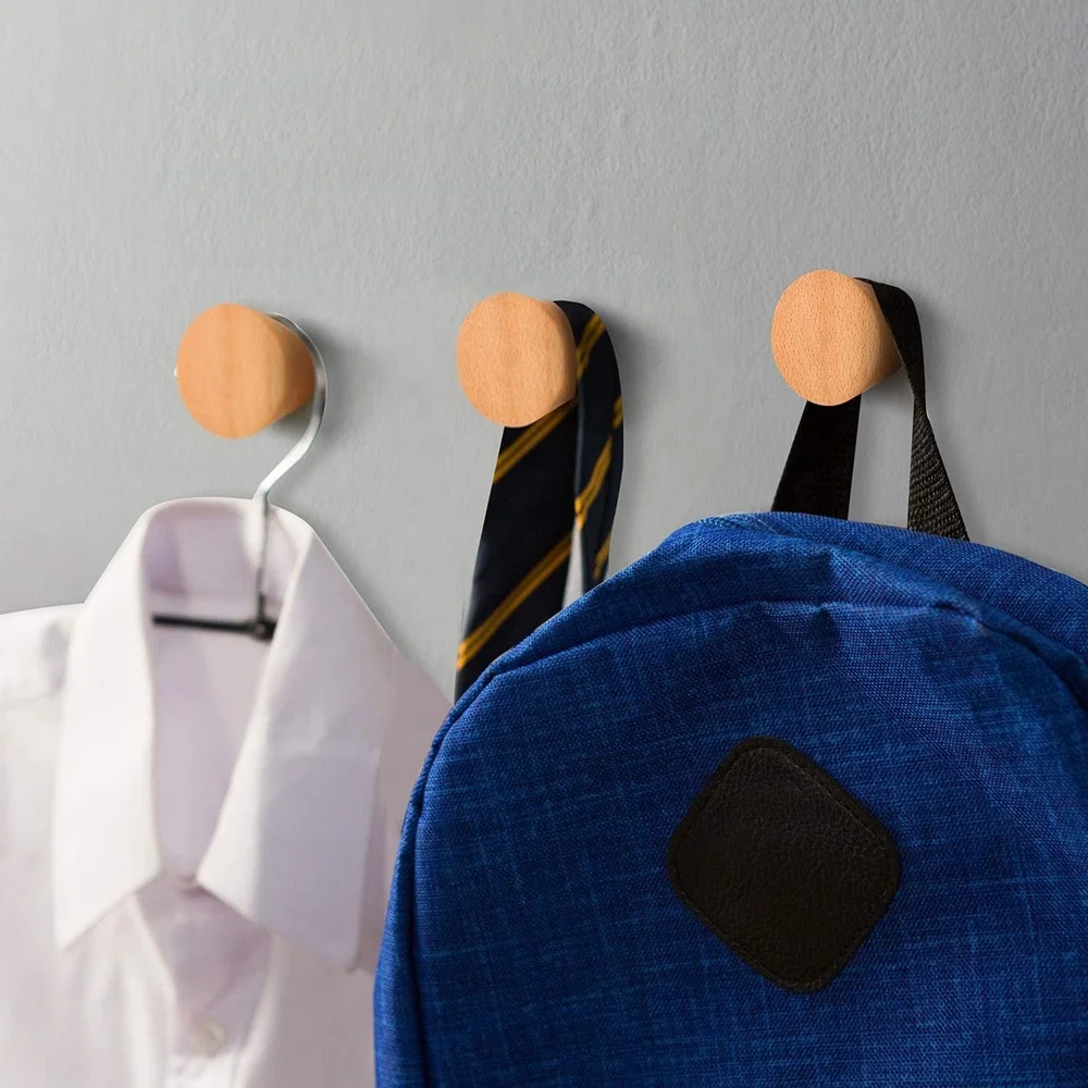 Cheap Factory Wall Mounted Single Cone Wall Hook Rack Modern Handmade Single Coat Rack Hooks Cone Beech Craft Wooden Coat Hooks