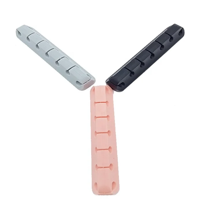 Black Silicone Cable Holder Clips Cord Organizer Self Adhesive For Desktop Usb Cable