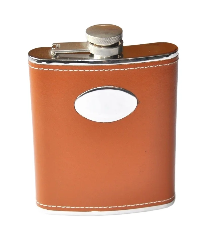 New Style Metal Stainless Steel Portable Pocket Flask Promotional Leather Cover design Hip Flask