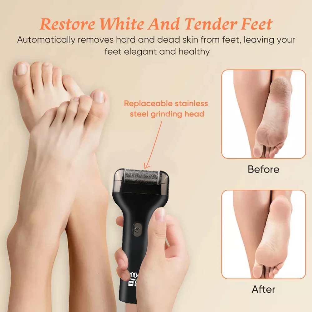 LIDOW Waterproof Double Speed Regulation USB Rechargeable Stainless Steel Electric Foot File and Callus Remover