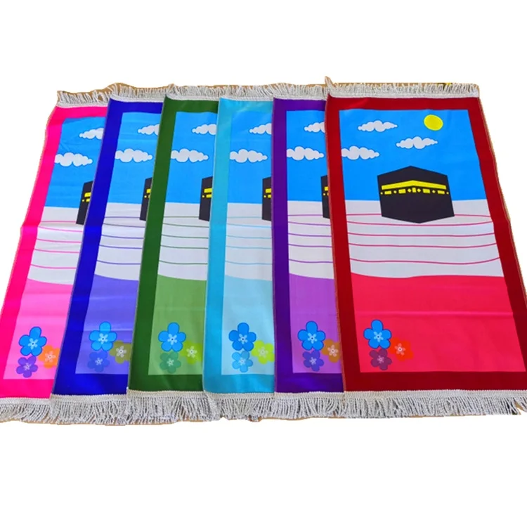 Best Selling The Mosque Muslim Pilgrimage Ma Islamic Children Rug Muslim Kids Prayer Mat for Kids gifts printed prayer mat
