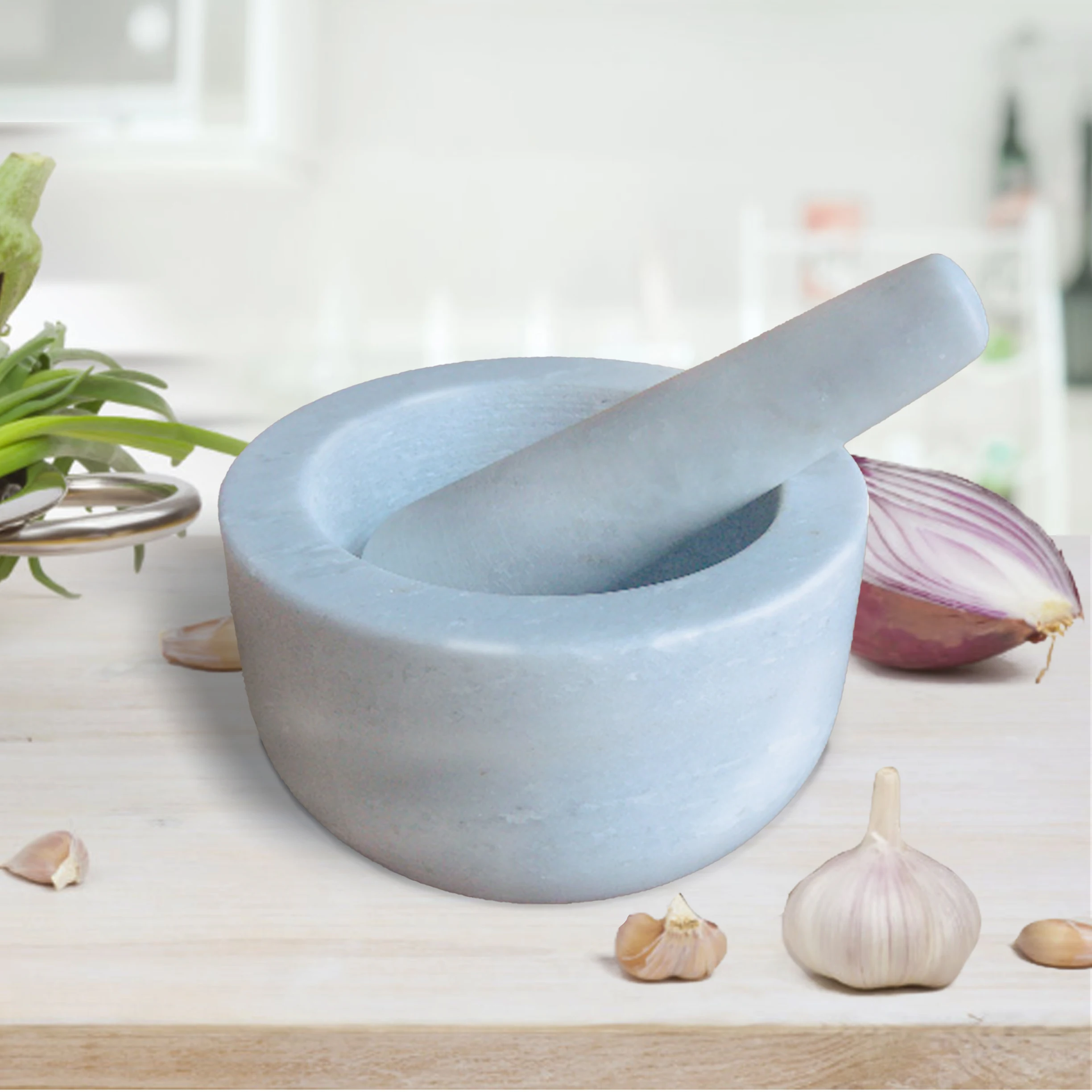 Best Price natural white marble mortar and pestle stone molcajete