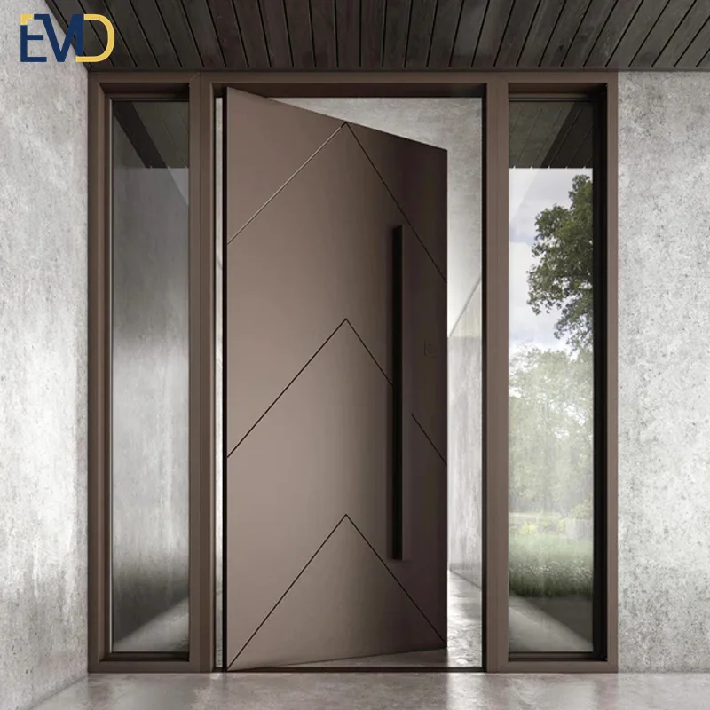 Custom made US villa aluminium modern burglar proof main exterior entry pivot door