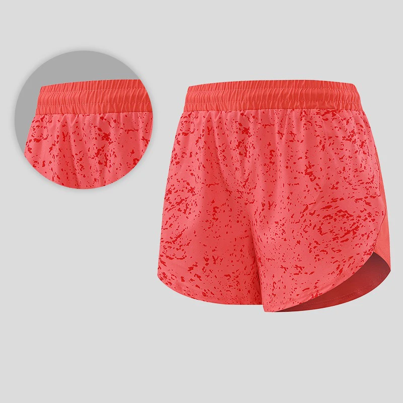double layer hot lady high waist Drawstring quick dry drawstring closure 2 in 1 Women Workout Running compression lined shorts