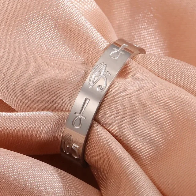 Ancient Egyptian Eye of Horus Rings Stainless Steel Ankh Cross Finger Rings for Women Men Classic Punk Amulet Jewelry