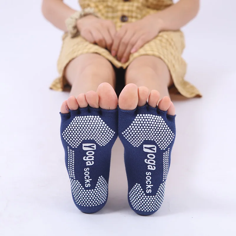 Multi-style cotton ladies non-slip yoga socks fingerless backless sports five-finger socks solid color non-slip floor socks