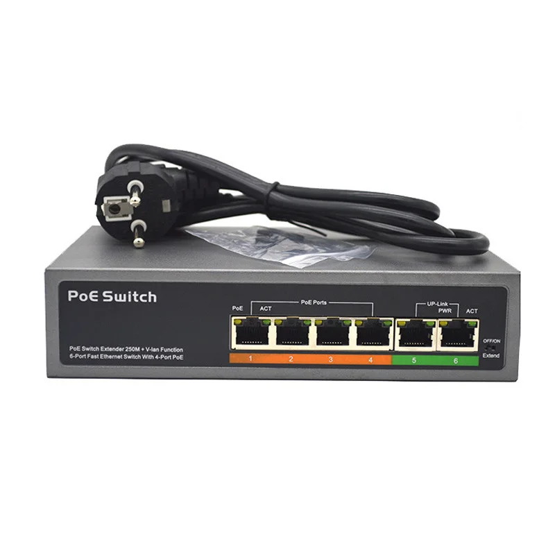  Sunsoont 10/100 Мбит сетевой коммутатор 4 POE порта и 2 канала связи Ethernet поддерживаются расширенные 48V питания