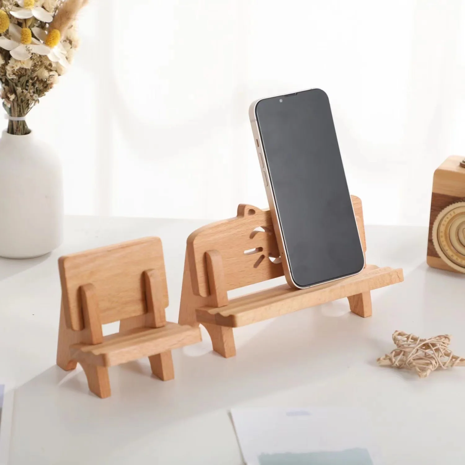 Bamboo Wooden Mobile Cell Phone Stand Desktop Tablet Holder For Phone