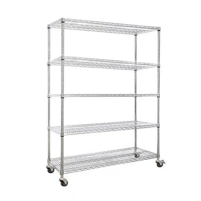 Detachable heavy duty warehouse pick succulents chrome shelving stainless steel wire shelf with wheels