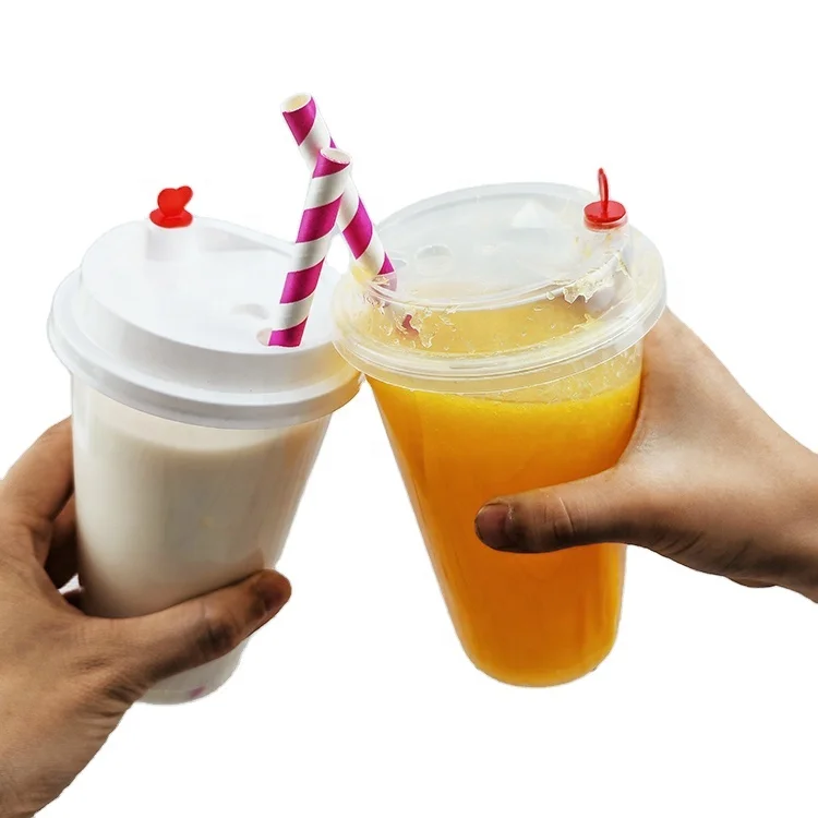 High quality 500ml recyclable thicker pp  transparent coffee cup with lid