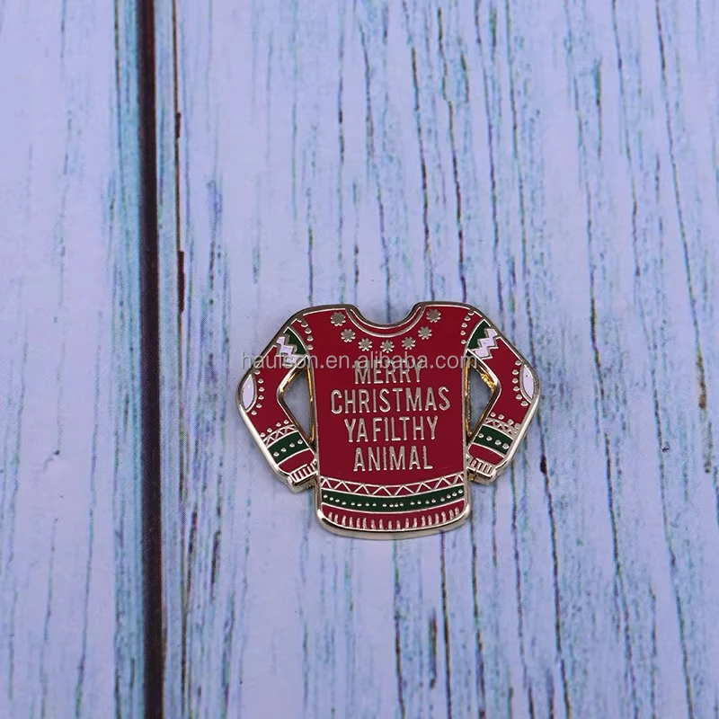 Custom Enamel Pins Christmas Tree Sweater Lapel Cat Biscuits Brooch Unique Christmas Decoration New Year Badge Gift for Children