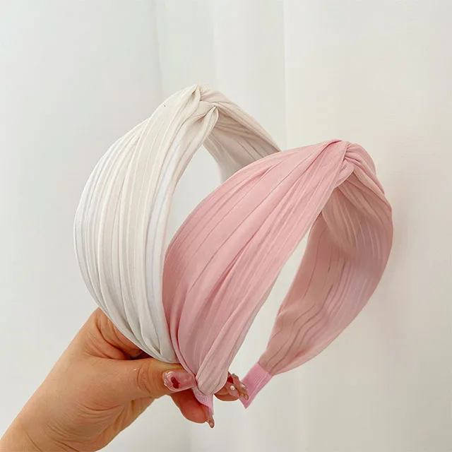 Elegant Pleated Wide-Edge Headband - Slimming Face Design, Top Height Increase, Cross Press Style Enhances Temperament