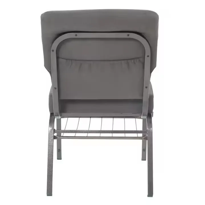 Wholesale Durable Quality Metal Book Racks Gray Cushion Seat Fabric Cover Church Chairs