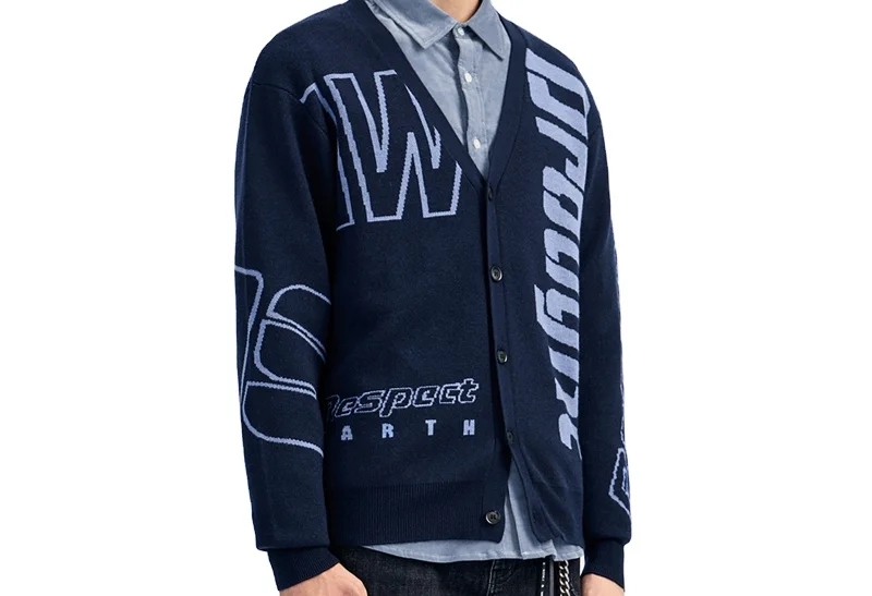 2021 Оригинальный OEM & ODM вязаный жаккардовый Кардиган с длинным рукавом, свитеры, мужская одежда с V-образным вырезом, модный вязаный свитер, мужские кардиганы