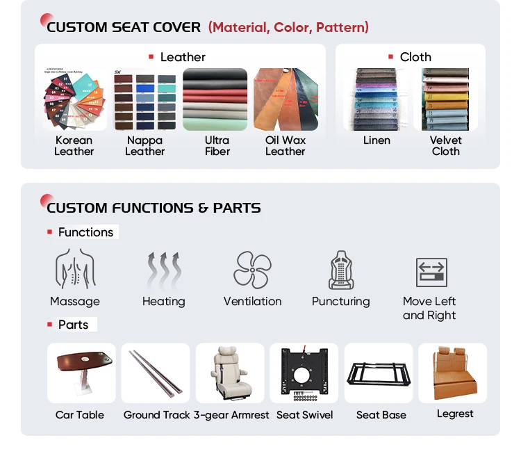 Luxury Style Changeover Bed Seat Car interior accessories Customized Chair rv bed sofa seats