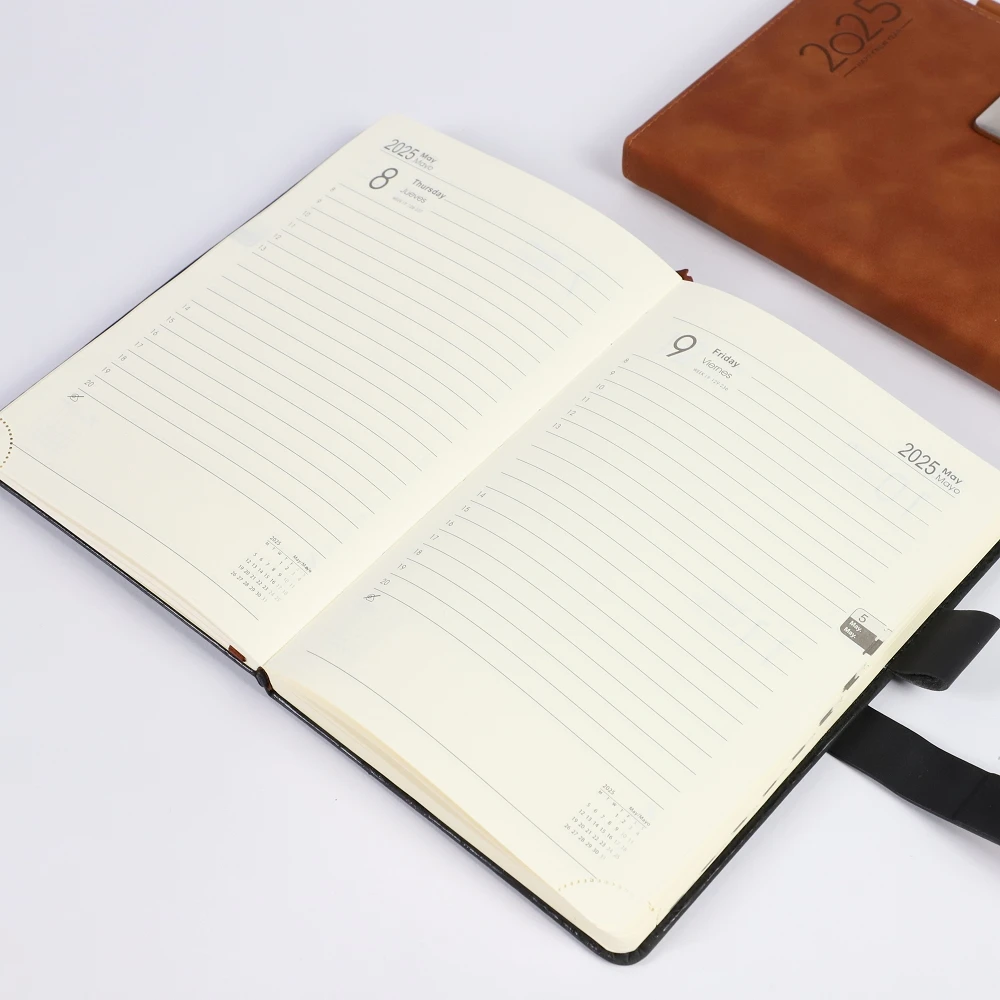 2025 Wholesale PU Leather Hardcover  Diary Business Notebook Customized Year Planner personalised Agenda