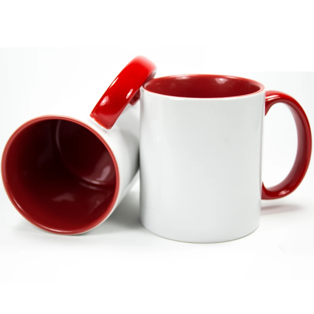 High Quality 11oz Sublimation Mug Inner Colourful Handle Custom Mugs Logo Colored Ceramic Mug