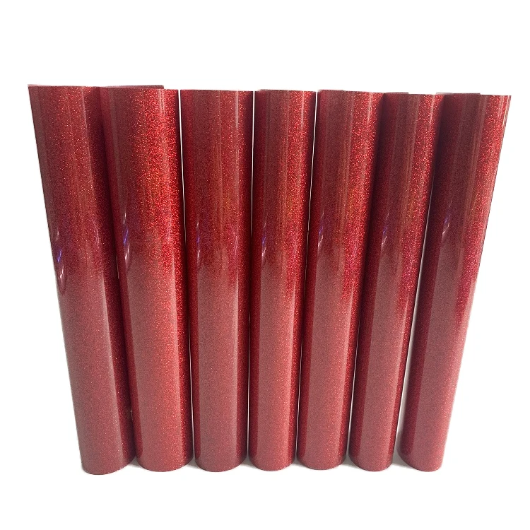 Wholesale Tshirt Heat Transfer Vinyl Reflective Iron Sticker Glitter HTV Rolls