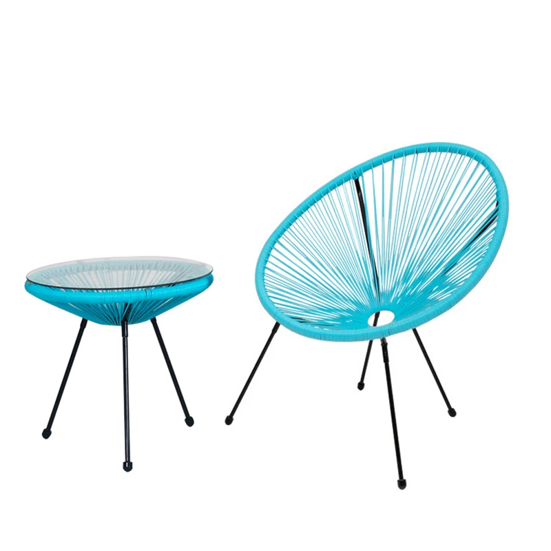 Outing mate low price blue Indoor Outdoor colored rattan chair, relax rattan chair Acapulco Chair table set