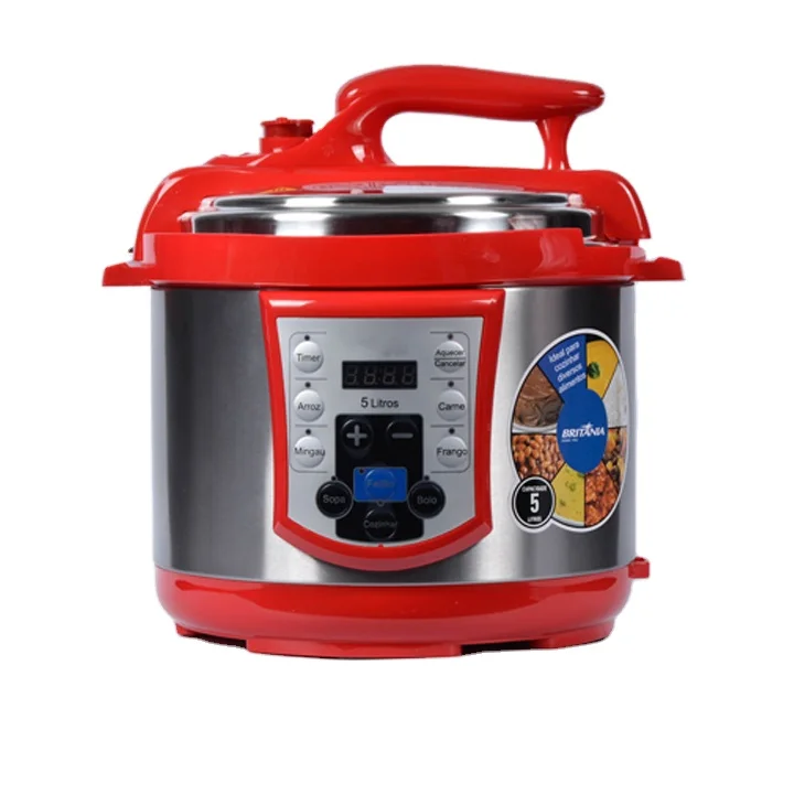 Регулируемая электрическая скороварка 4 л красного цвета