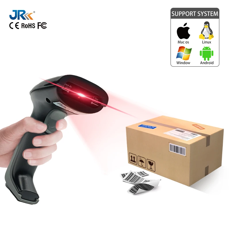 JR HC-710C 1D Laser Scanner Plug and Play Laser Barcode Scanner for Paper Barcodes Scanning in low light conditions in warehouse