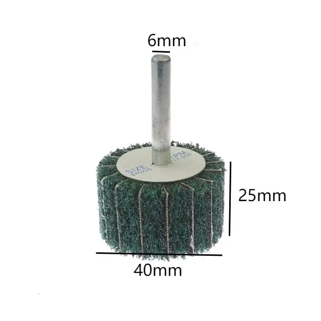 6mm shank abrasive tool mounted point  non- woven sand cloth  flap wheel with shaft grinding head for burnishing machine