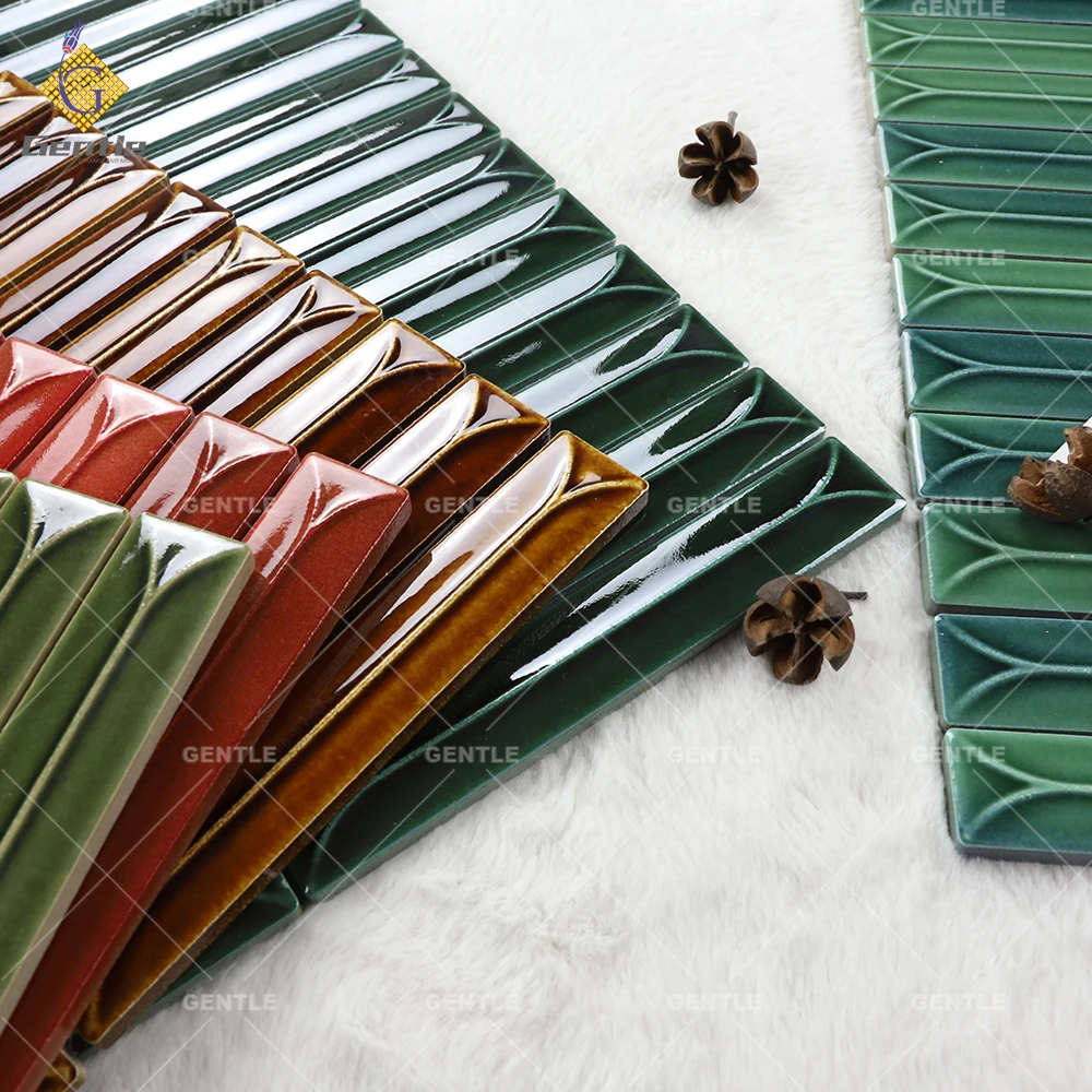 Glossy forest Green hotel home wall decoration Porcelain Mosaic