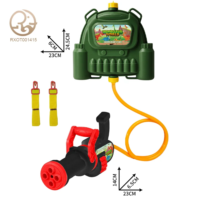 Portable Summer Backpack Water Gun Toys for Kids Fun Military and Dinosaur World Water Shooting Games Made of Plastic Unisex