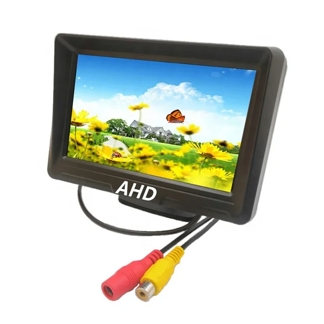 Lowest Price 5 inch CCTV LCD Monitor CVBS Mini LCD Car Monitor 12V AHD Stand Alone IPS Display Screen with Guide Line BNC Input