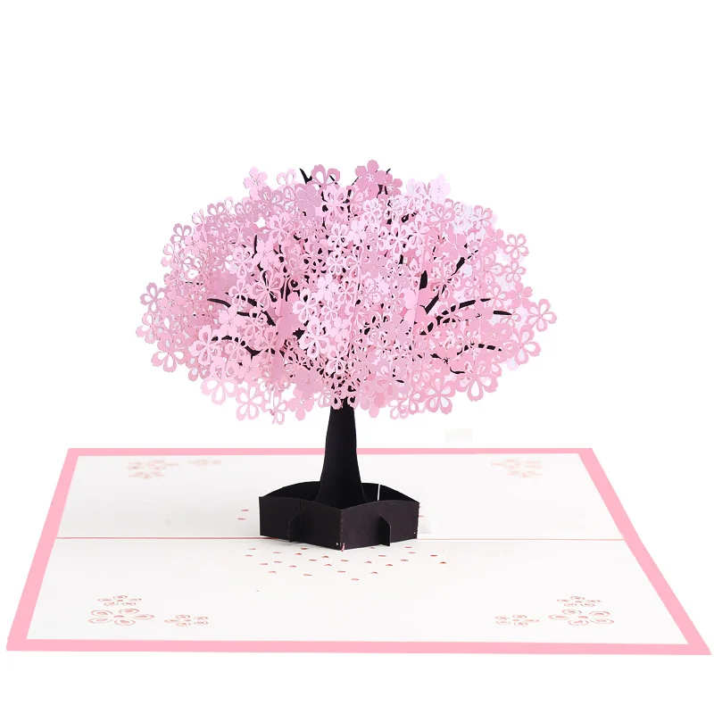 Cherry Blossom Pop Up Card Tree Pop-up Thank You Card Pink Tree Invitation Beautiful Greeting Card Postcard Hot Sale Product