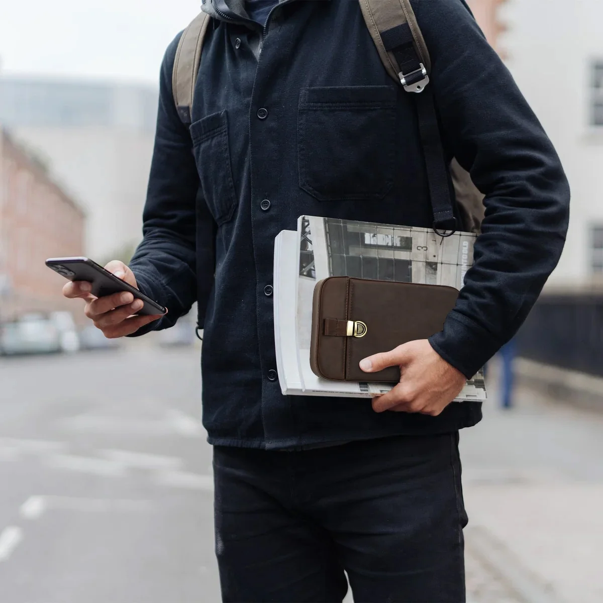 6 Slots Travel Pen Case Storage Box Leather Hard Pen Case Holder with Detachable Tray Office Stationery