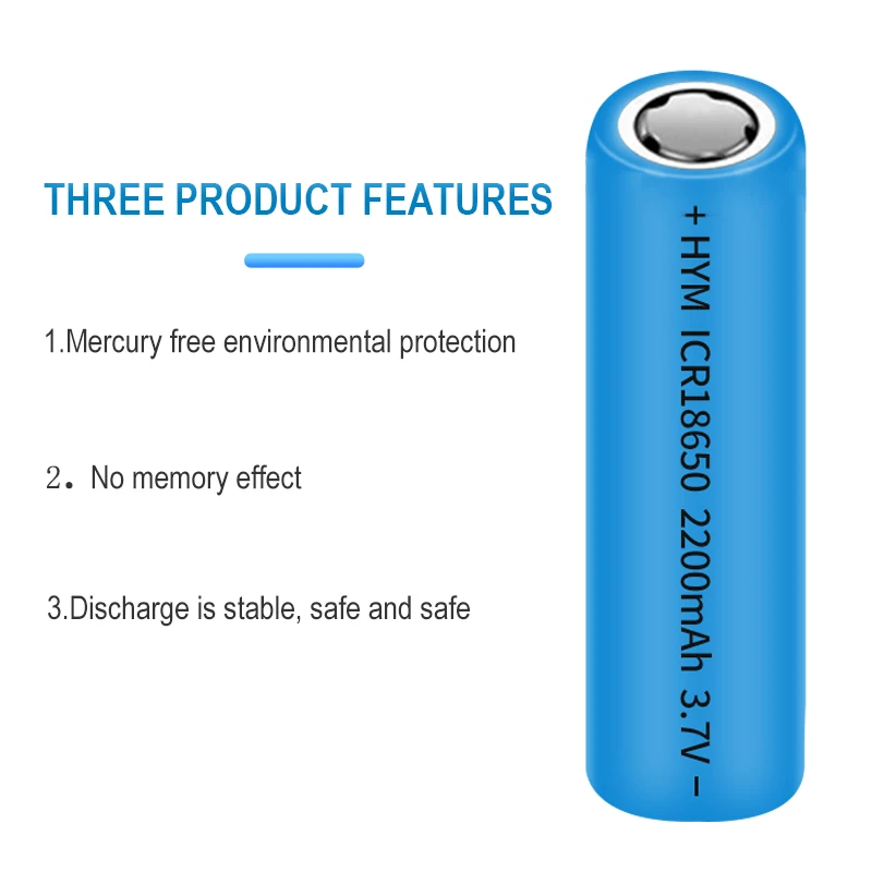 Customized 18650 battery 2200 rechargeable battery lithium cell 18650 li-ion battery