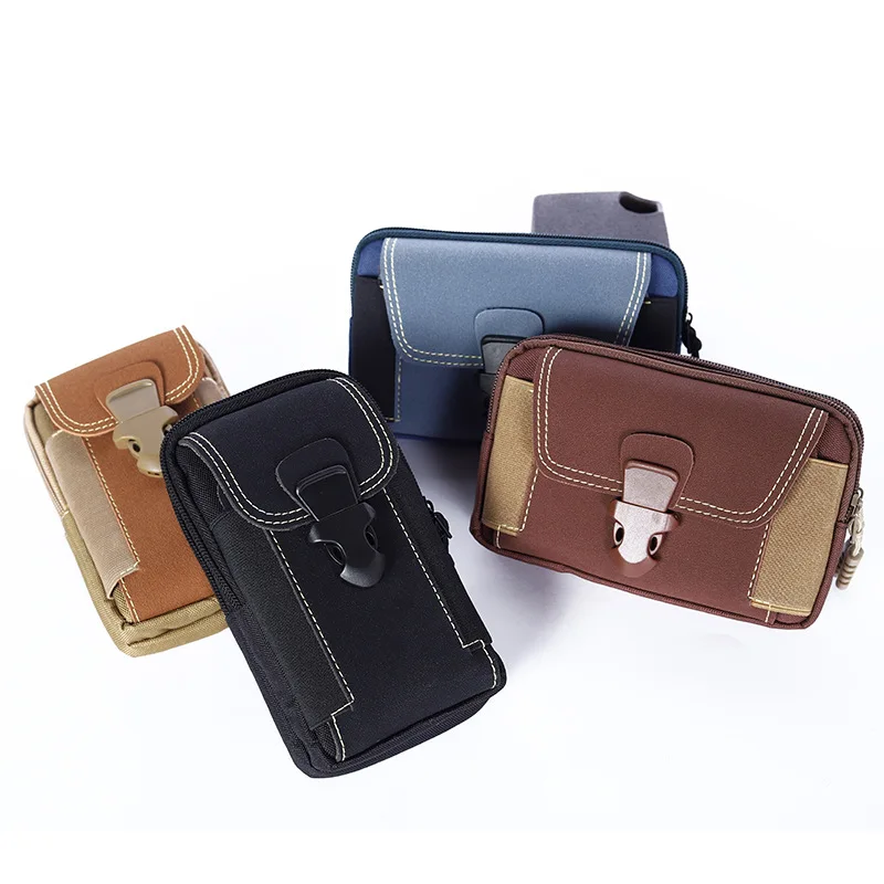 3 Layers Universal Canvas Waterproof Mobile Phone Bag For Samsung/iPhone/Huawei/HTC/LG/Xiaomi Wallet Case Belt Pouch