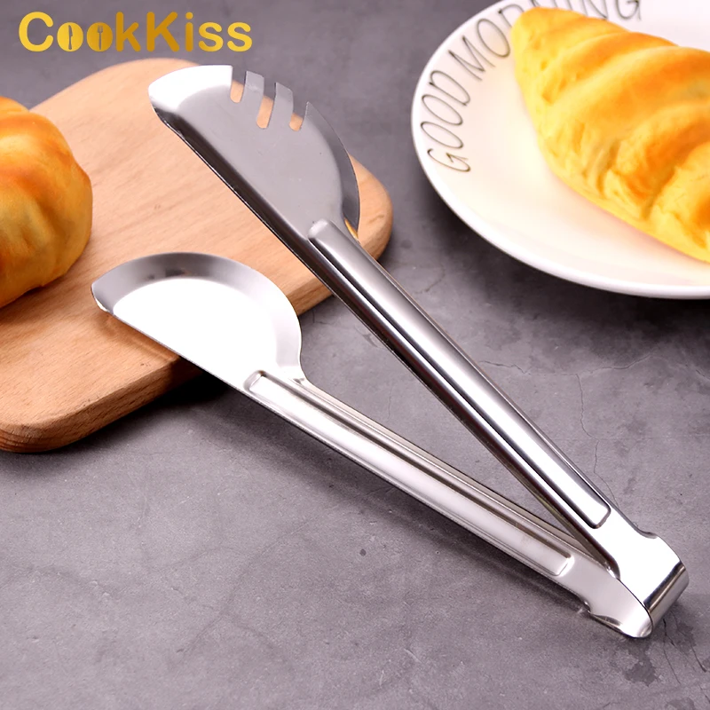 Kitchen Serving Tongs Set Digital Bbq Mini Korean Curved Bread Stainless Steel Food Tong