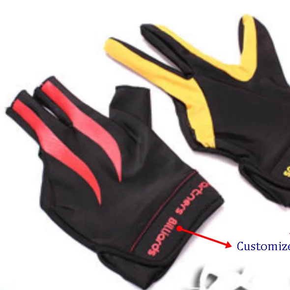 Women Men Three Finger Custom Logo Pool Accessories Snooker Billiards Cue Gloves