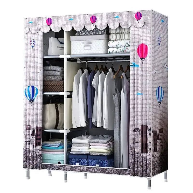 Simple wardrobe, foldable, no installation, no need to install, convenient all-in-one Dormitory hangers on the floor, movable