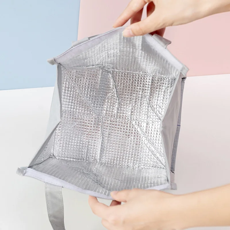 Eco Reusable Oxford Cloth Food Shopping Delivery Aluminum Thermal Insulation Lunch Tote Kids Cooler Bag