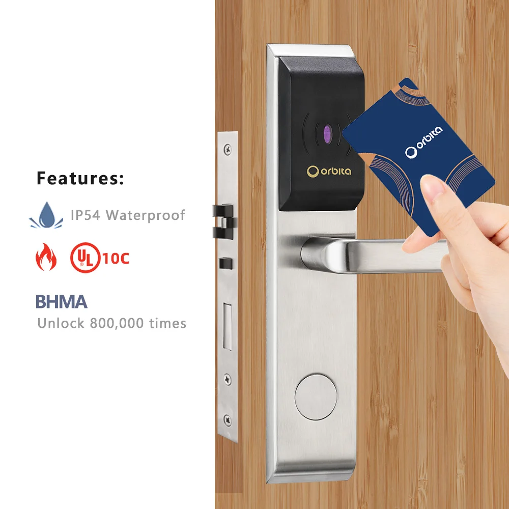 Orbita stainless steel waterproof UL certified RFID key card hotel electronic door lock