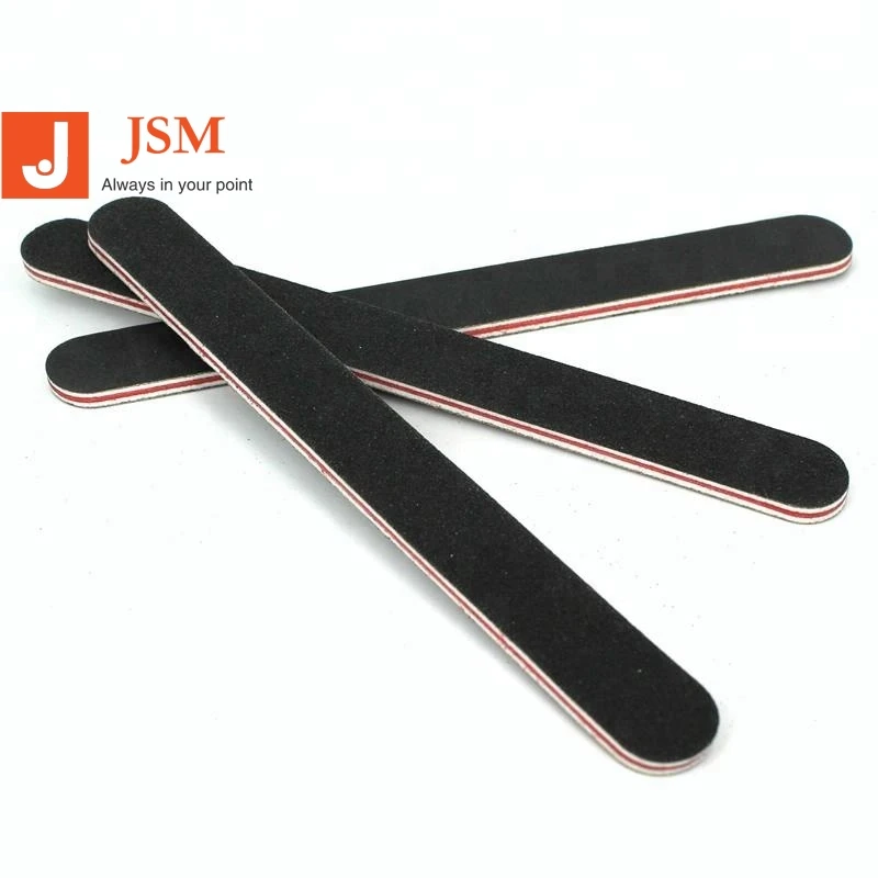 100/180 grit Sanding nail file Black Double Sided Straight Edge Stick File NF002
