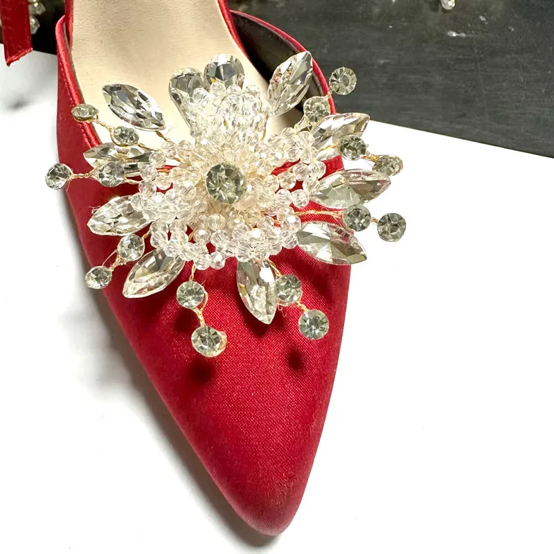 Factory direct sales of 6cm hand-wire shoes clip flowers wedding shoes decorative flowers shoes decorative flowers