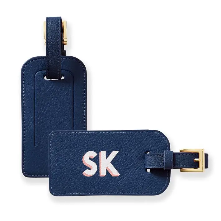 Custom Wedding Favor Logo pebble Travel Airline Suitcase Blank Personalized Name Tags Strap PU Leather Luggage Tag