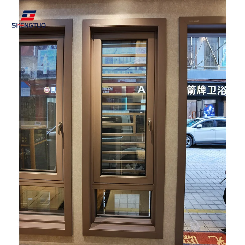 Modern design thermal break aluminum frame large glass windows double tempered glass kitchen windows screen integration window