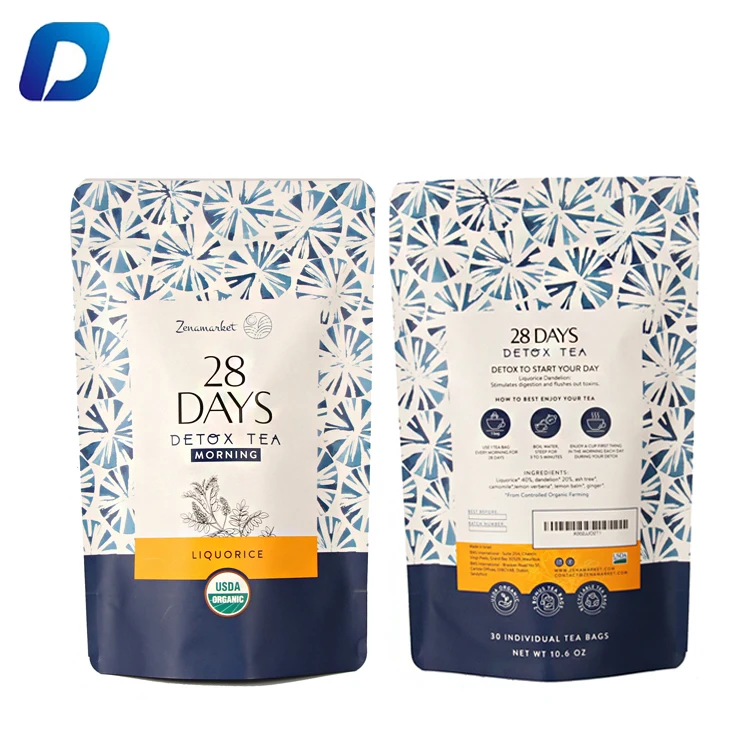 Stand Up Pouch Mylar Green Oolong Tea Packing Bags Custom For Matcha Powder